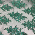 VT-12 Sequin And Beaded Lace Fabric - Multi-Color Floral Embroidery, 52" Width