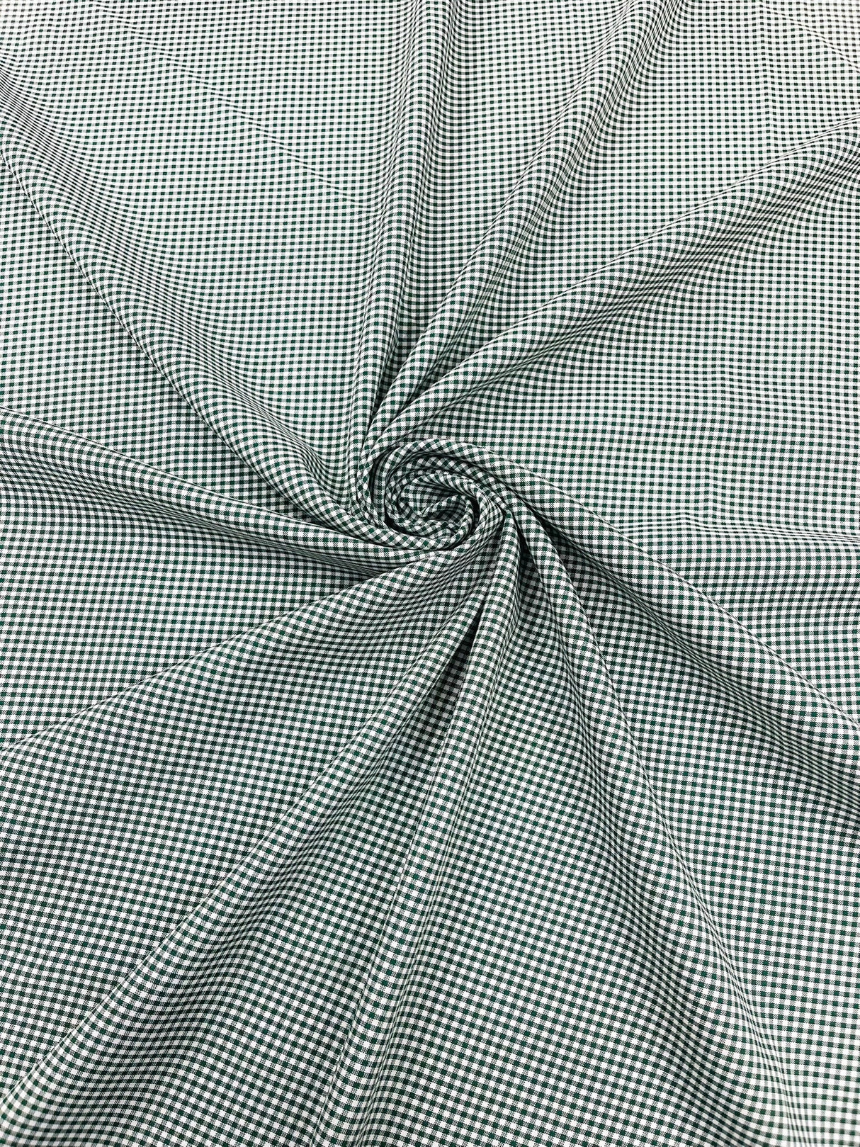 Gingham 1/8 Squares Polyester Poplin Fabric - Checkered Gingham, 60" Width (1 Yard)
