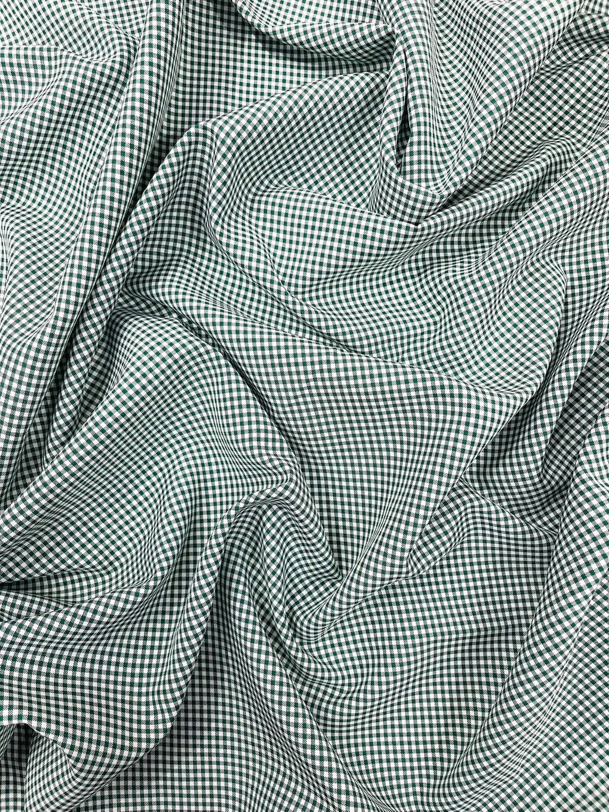 Gingham 1/8 Squares Polyester Poplin Fabric - Checkered Gingham, 60" Width (1 Yard)