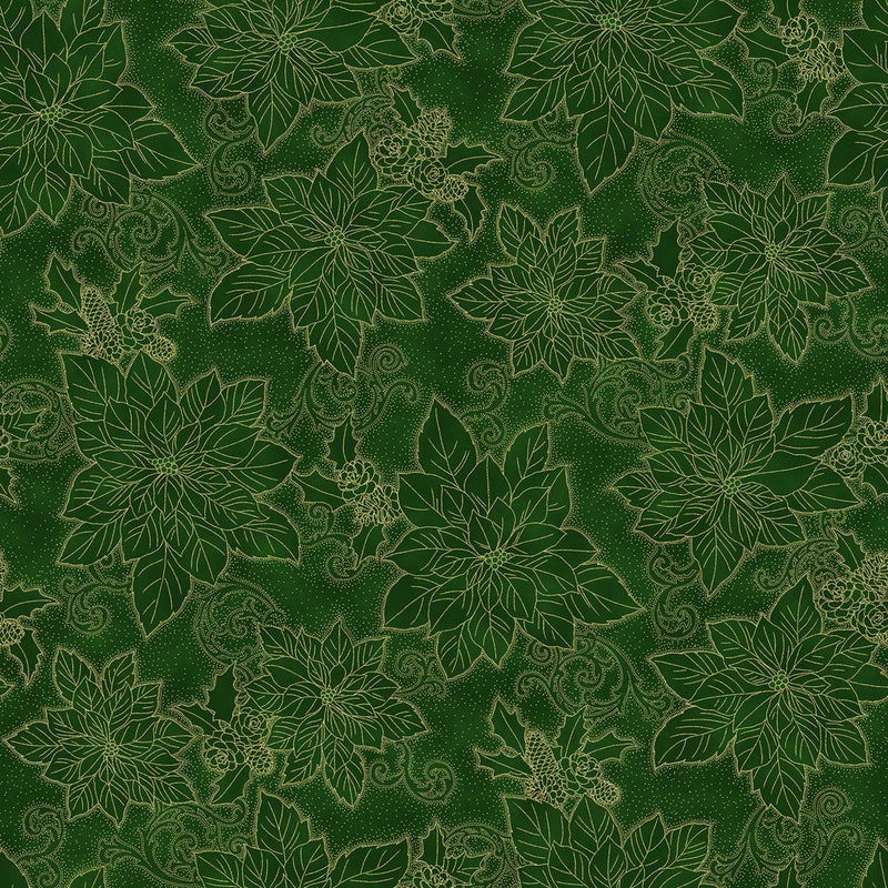 Quilting Cotton Christmas Splendor Hoffman Fabrics Hunter/Gold