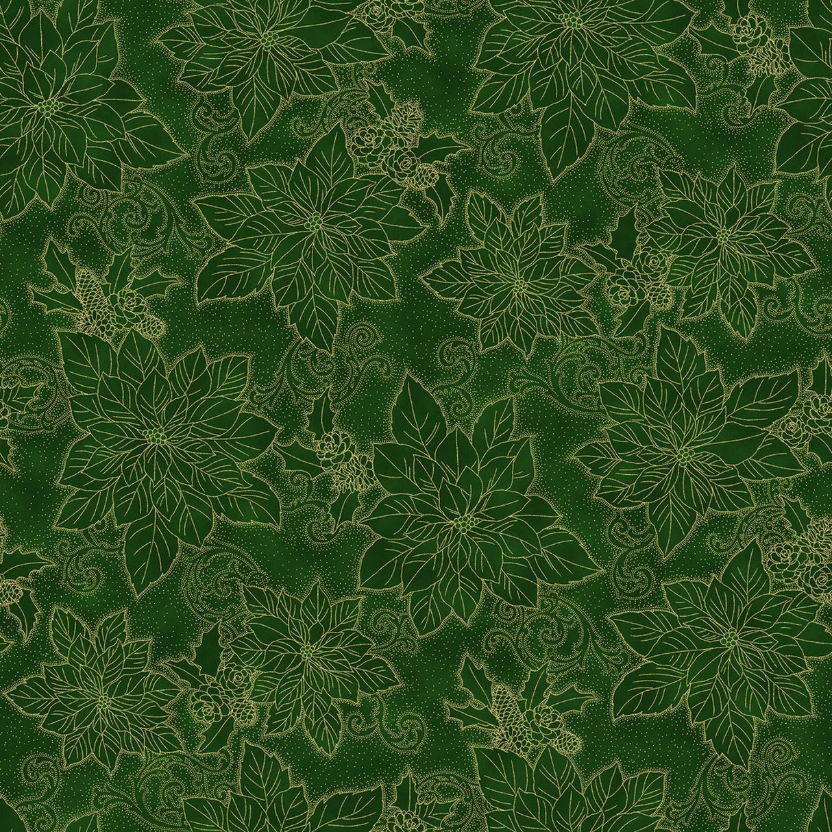 Quilting Cotton Christmas Splendor Hoffman Fabrics Hunter/Gold