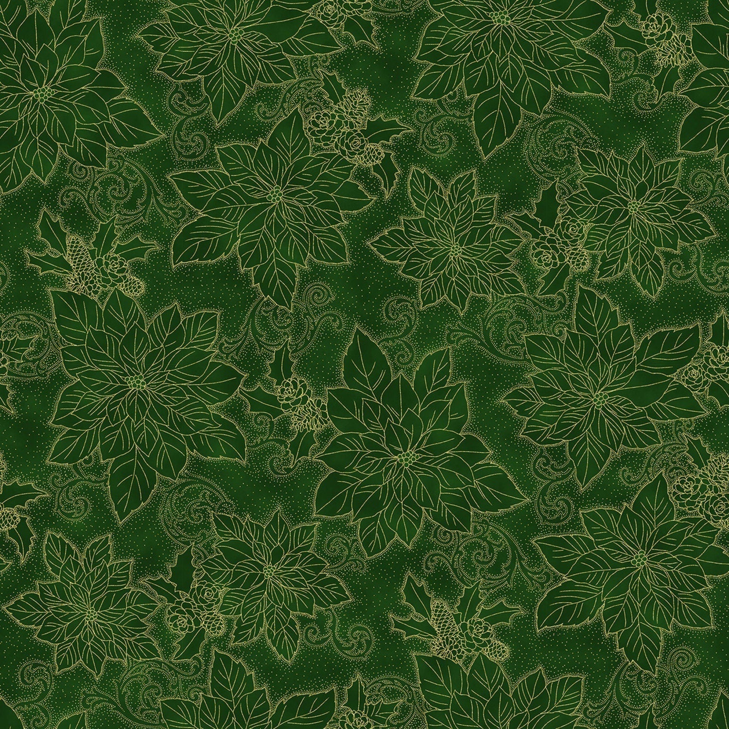Quilting Cotton Christmas Splendor Hoffman Fabrics Hunter/Gold