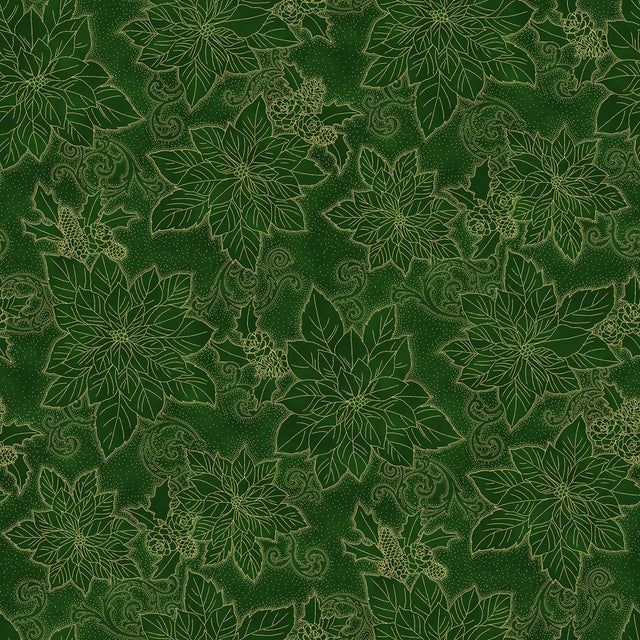 Quilting Cotton Christmas Splendor Hoffman Fabrics Hunter/Gold