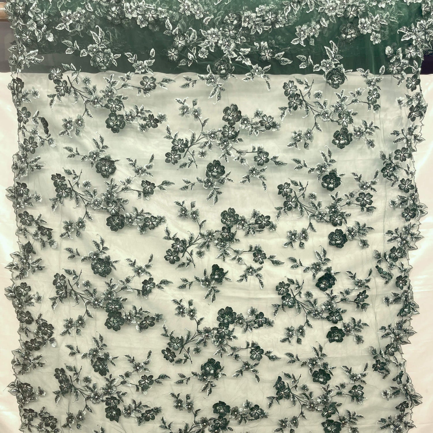 3D Beaded Floral Lace Fabric