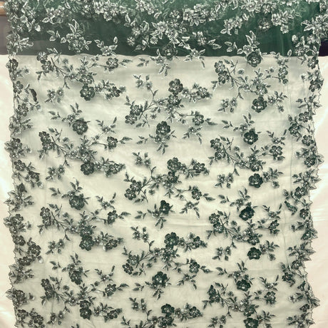 3D Beaded Floral Lace Fabric