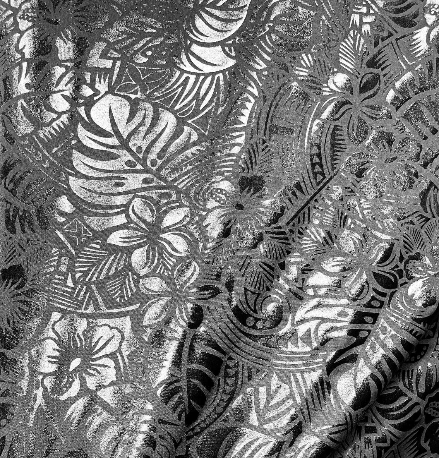 Polyester Foil Tropical Leaf Fabric