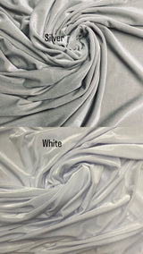 Silver Stretch Velvet Fabric - Silver, 58"-60" Width