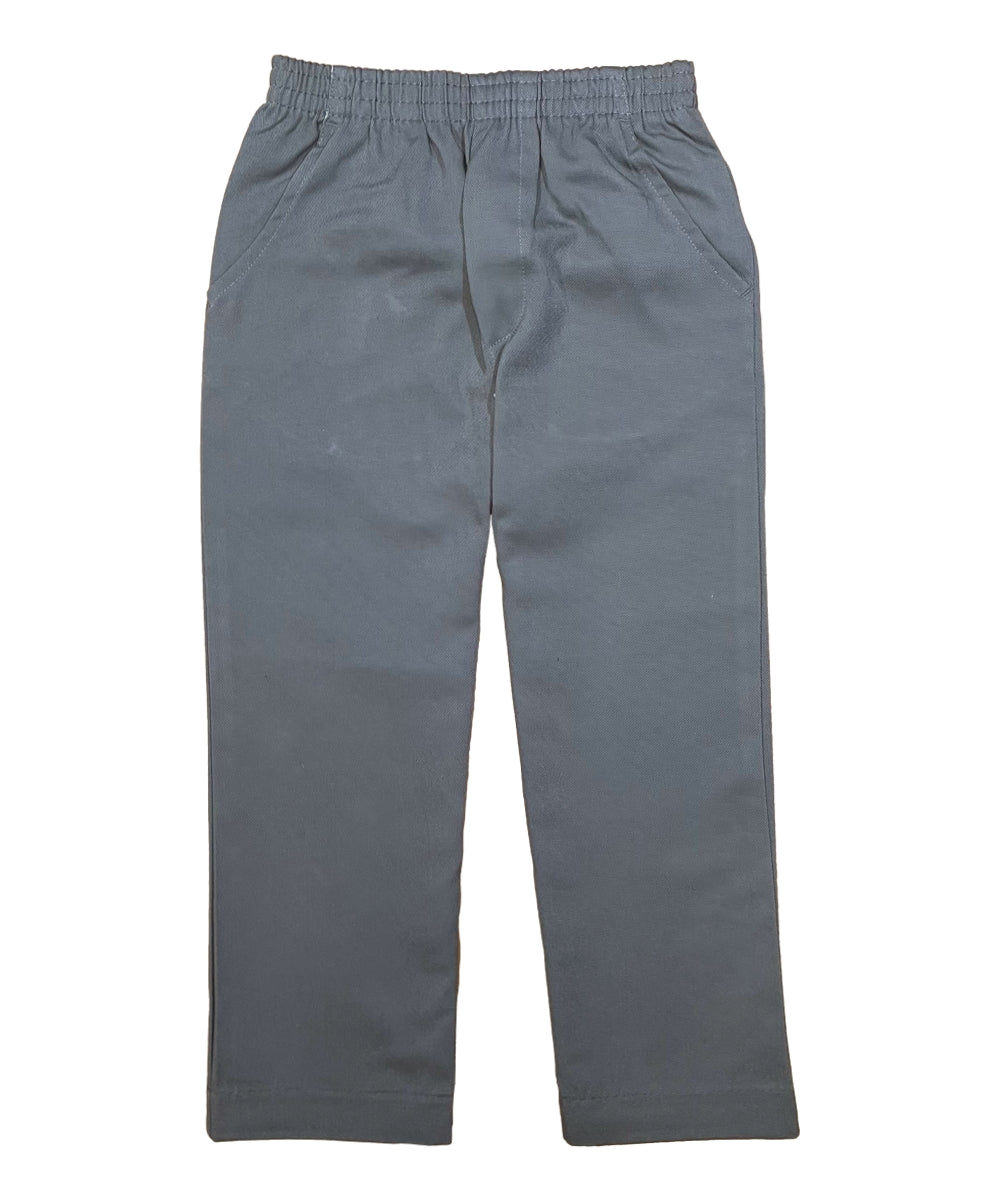 Boy's Grey Uniform All Elastic Waist Pull-On Pants - Grey, School Uniform Bottoms (4-12)
