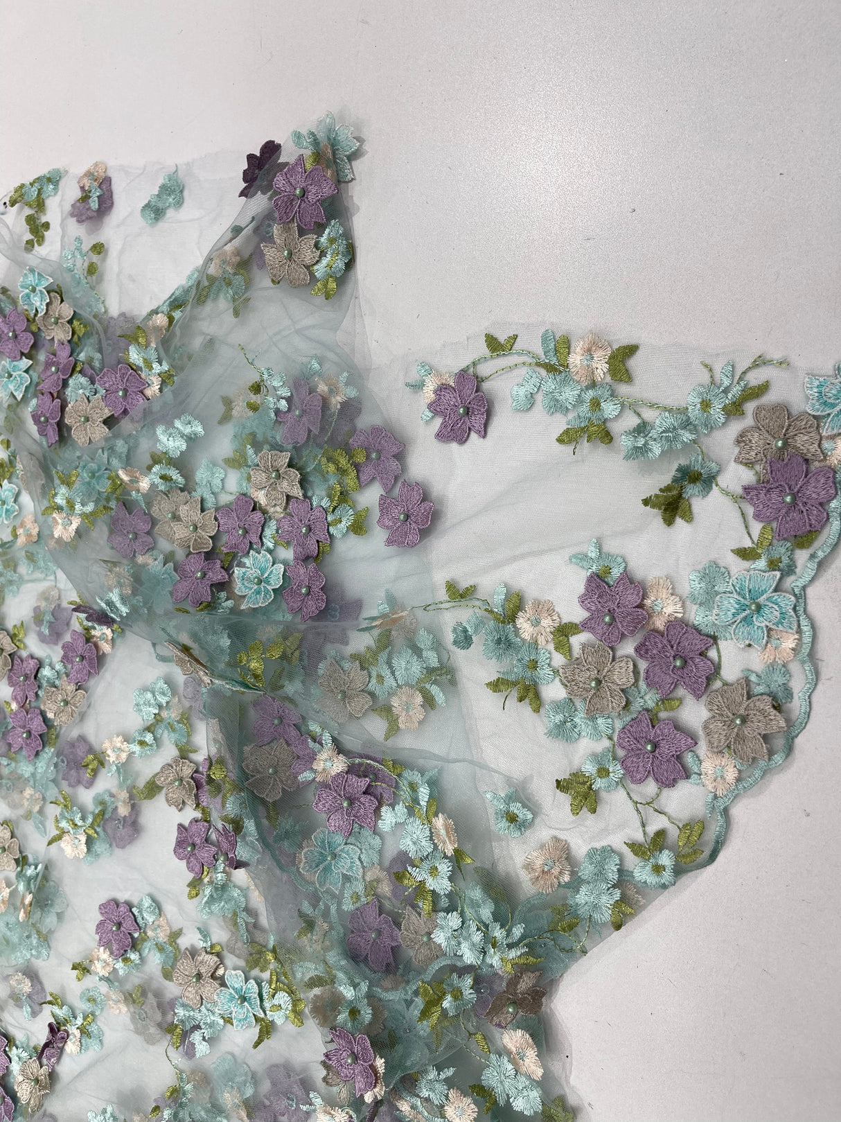 Multi Color 3D Floral Daisy Design Embroider Lace Fabric - Multi Color Floral Embroidery, 54" Width (1 Yard)