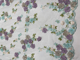 Multi Color 3D Floral Daisy Design Embroider Lace Fabric - Multi Color Floral Embroidery, 54" Width (1 Yard)