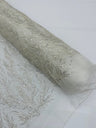 Vine Beaded Lace On Mesh Beaded Lace Fabric - Light Blue, White, Hunter Green, Nude, Clear Pink, Gold, Lavender, 54" Width (1 Yard)