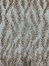 Vine Beaded Lace On Mesh Beaded Lace Fabric - Light Blue, White, Hunter Green, Nude, Clear Pink, Gold, Lavender, 54" Width (1 Yard)