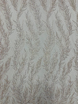 Vine Beaded Lace On Mesh Beaded Lace Fabric - Light Blue, White, Hunter Green, Nude, Clear Pink, Gold, Lavender, 54" Width (1 Yard)