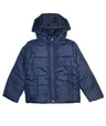Boy's Zipper Hooded Puffer Jacket Polyester Fabric - Hooded, Water-Resistant, Navy, Black, Royal Blue, Red, D. Grey (1 Piece)