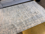 KAI 302 Polyester Fabric - Cream Geometric Blue, Silver, Charcoal Accents, High-Low Texture (1 Unit)