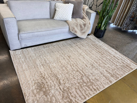 NUDE 29 Polyester Polypropylene Rug - Sandy Beige, Tone-On-Tone High-Low Mocha Soft Finish Detail (3 Sizes)