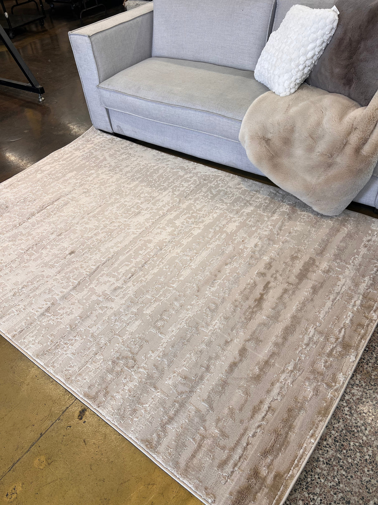 NUDE 23 Polyester Fabric - Beige And Mocha Toned Sculpted High-Low Surface, Cotton Backing, Machine Made, Made In Turkey (3 Sizes)