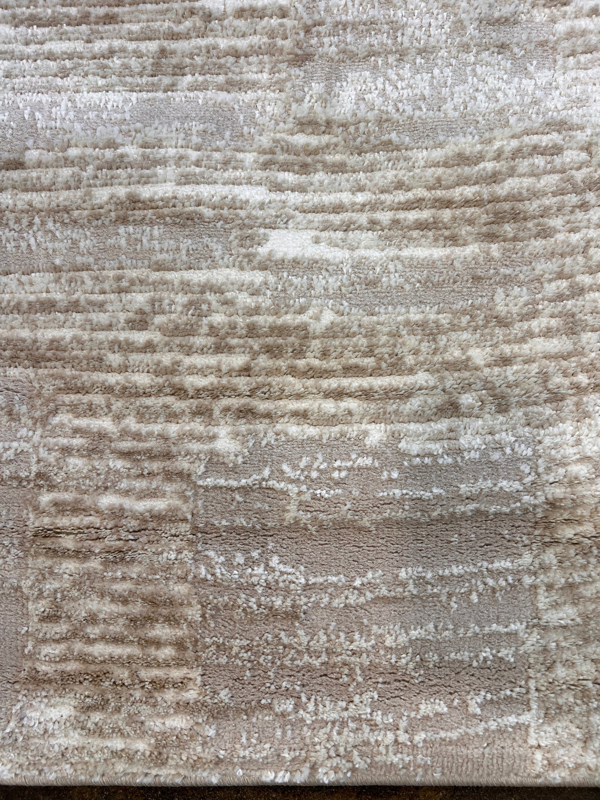 NUDE 23 Polyester Fabric - Beige And Mocha Toned Sculpted High-Low Surface, Cotton Backing, Machine Made, Made In Turkey (3 Sizes)