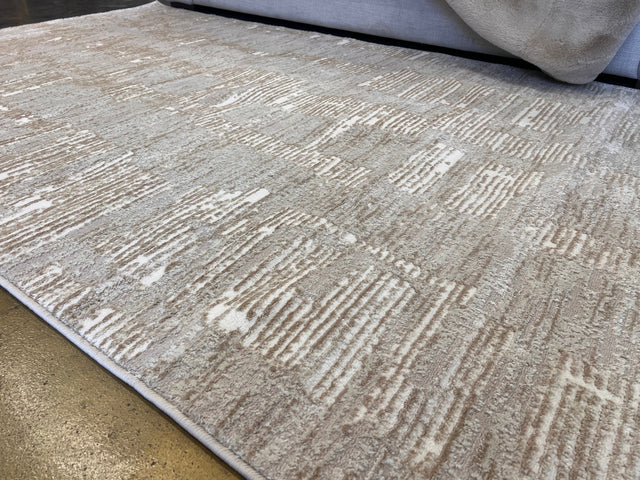NUDE 29 Polyester Polypropylene Rug - Sandy Beige, Tone-On-Tone High-Low Mocha Soft Finish Detail (3 Sizes)