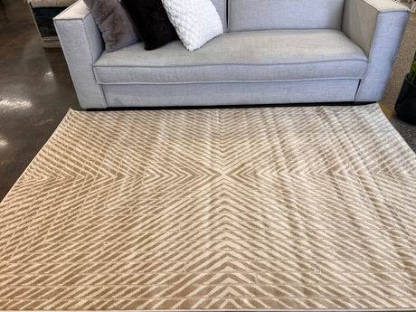 Mirage Geometrical Linear Rug - Sandy Beige, Warm Mocha Tone-On-Tone High-Low Detail, 5' 3" X 7' 4", 8' X 11", 10' X 13" (1 Unit)
