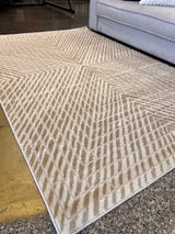 Mirage Geometrical Linear Rug - Sandy Beige, Warm Mocha Tone-On-Tone High-Low Detail, 5' 3" X 7' 4", 8' X 11", 10' X 13" (1 Unit)