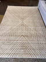 Mirage Geometrical Linear Rug - Sandy Beige, Warm Mocha Tone-On-Tone High-Low Detail, 5' 3" X 7' 4", 8' X 11", 10' X 13" (1 Unit)