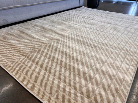 Mirage Geometrical Linear Rug - Sandy Beige, Warm Mocha Tone-On-Tone High-Low Detail, 5' 3" X 7' 4", 8' X 11", 10' X 13" (1 Unit)