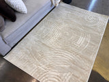 Bohemian Tone-On-Tone Creamy Beige Rug Crafted With High-Low Sandy Beige Circle Round Detail - Area Rug, Creamy Beige, High-Low Texture, 5' 3" X 7' 4", 8' X 11", 10' X 13" (1 Unit)