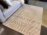 Cozy Mocha Waves Area Rug - Beige Tone-On-Tone Abstract, High-Low Texture, 5' 3" X 7' 4", 8' X 11", 10' X 13" (3 Sizes)