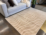 Cozy Mocha Waves Area Rug - Beige Tone-On-Tone Abstract, High-Low Texture, 5' 3" X 7' 4", 8' X 11", 10' X 13" (3 Sizes)