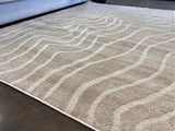 Cozy Mocha Waves Area Rug - Beige Tone-On-Tone Abstract, High-Low Texture, 5' 3" X 7' 4", 8' X 11", 10' X 13" (3 Sizes)