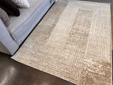 NUDE 21 Polyester Fabric - Geometric Linear Crème Beige, Warm Mocha Tone-On-Tone High-Low Texture, 5' 3" X 7' 4", 8' X 11", 10' X 13" (1 Unit)