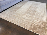 NUDE 21 Polyester Fabric - Geometric Linear Crème Beige, Warm Mocha Tone-On-Tone High-Low Texture, 5' 3" X 7' 4", 8' X 11", 10' X 13" (1 Unit)