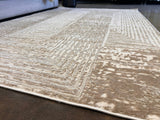 NUDE 21 Polyester Fabric - Geometric Linear Crème Beige, Warm Mocha Tone-On-Tone High-Low Texture, 5' 3" X 7' 4", 8' X 11", 10' X 13" (1 Unit)
