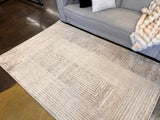NUDE 21 Polyester Fabric - Geometric Linear Crème Beige, Warm Mocha Tone-On-Tone High-Low Texture, 5' 3" X 7' 4", 8' X 11", 10' X 13" (1 Unit)
