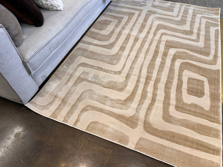 Tone-On-Tone Mocha Geo Area Rug - Warm Beige, Modern High-Low Texture, 5' 3" X 7' 4", 8' X 11', 10' X 13' (1 Rug)