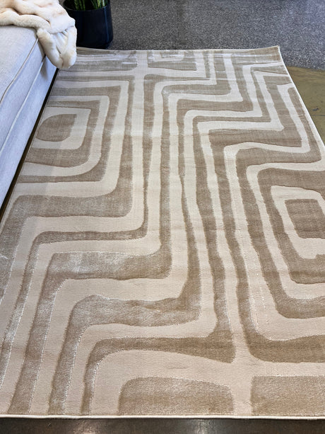 Tone-On-Tone Mocha Geo Area Rug - Warm Beige, Modern High-Low Texture, 5' 3" X 7' 4", 8' X 11', 10' X 13' (1 Rug)