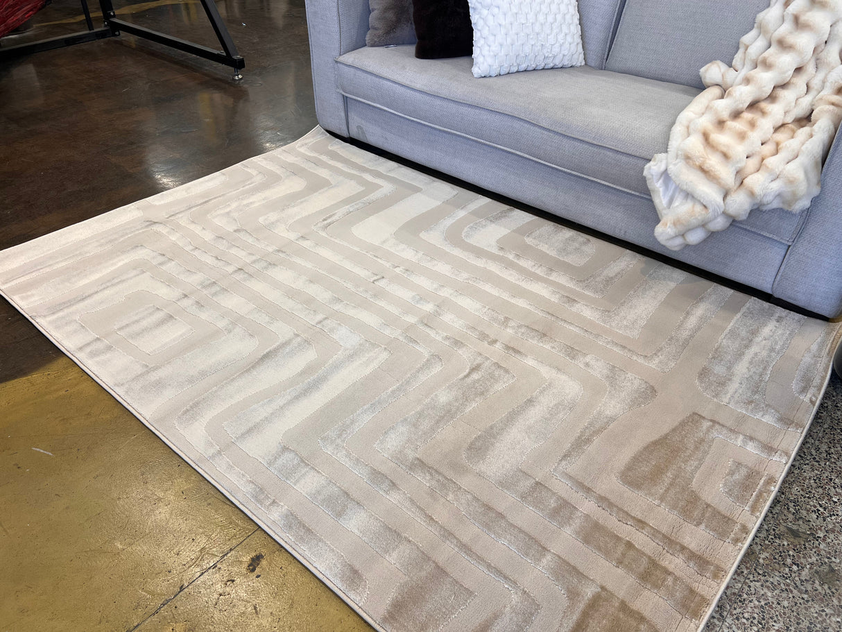 Tone-On-Tone Mocha Geo Area Rug - Warm Beige, Modern High-Low Texture, 5' 3" X 7' 4", 8' X 11', 10' X 13' (1 Rug)