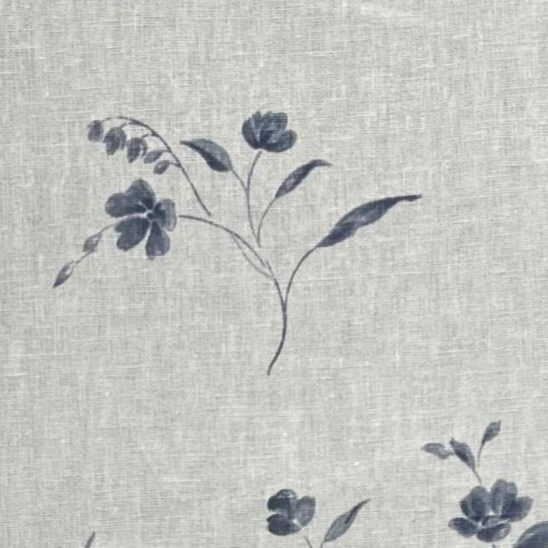 Linen Rayon Blend Vine Print Fabric Gray