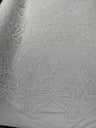 Royalty Sequin Damask 4 Way Stretch Mesh Fabric - Iridescent Sequin Damask, 54" Width (1 Yard)