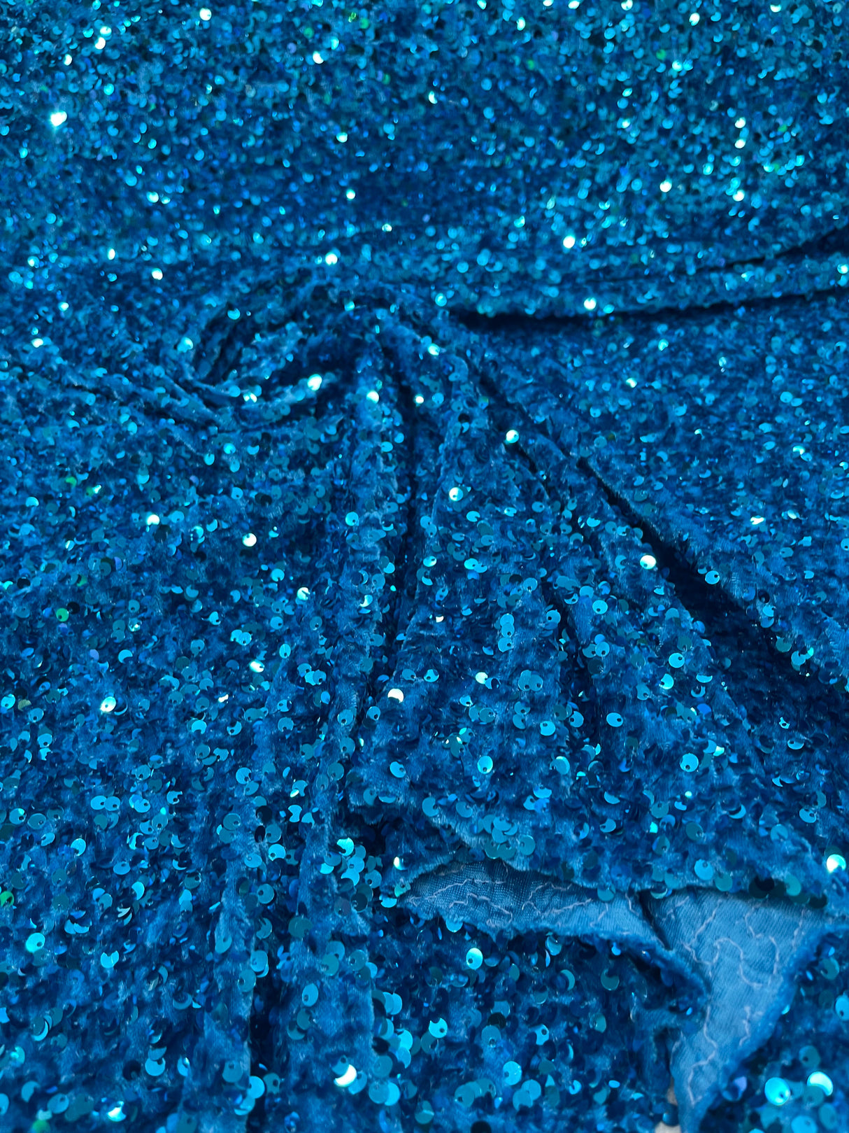 All-Over 5Mm Shiny Sequins Stretch Velvet Fabric - Sequins On Velvet, 54" Width (1 Yard)