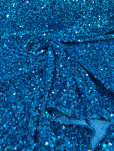 All-Over 5Mm Shiny Sequins Stretch Velvet Fabric - Sequins On Velvet, 54" Width (1 Yard)