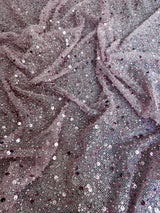 Stretch Sequin Pearl Beaded Mesh Mauve