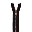 YKK Nickel Separating Shirt Zipper Fabric - Black, Tan, Nickel Teeth, 14" 16"