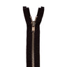 YKK Nickel Separating Shirt Zipper Fabric - Black, Tan, Nickel Teeth, 14" 16"