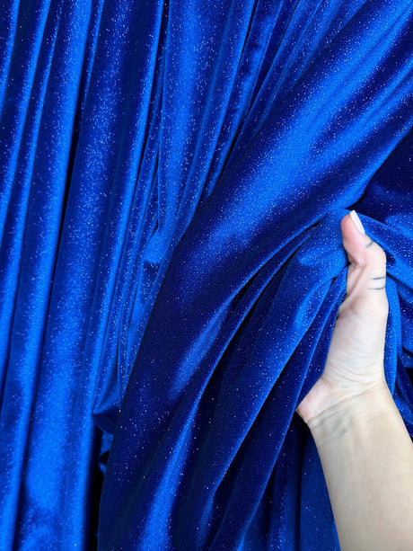 Shimmery Stretch Velvet Royal Blue
