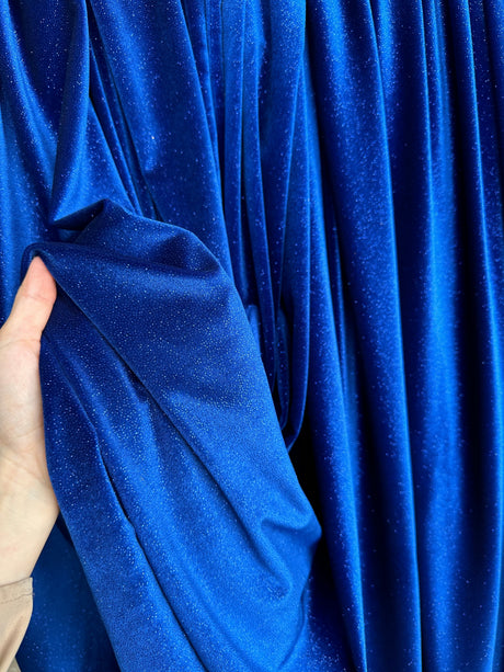 Shimmery Stretch Velvet Royal Blue