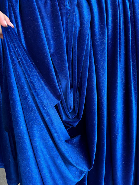 Shimmery Stretch Velvet Royal Blue