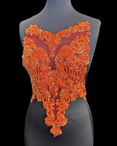 Orange Rhinestone Bodice Applique