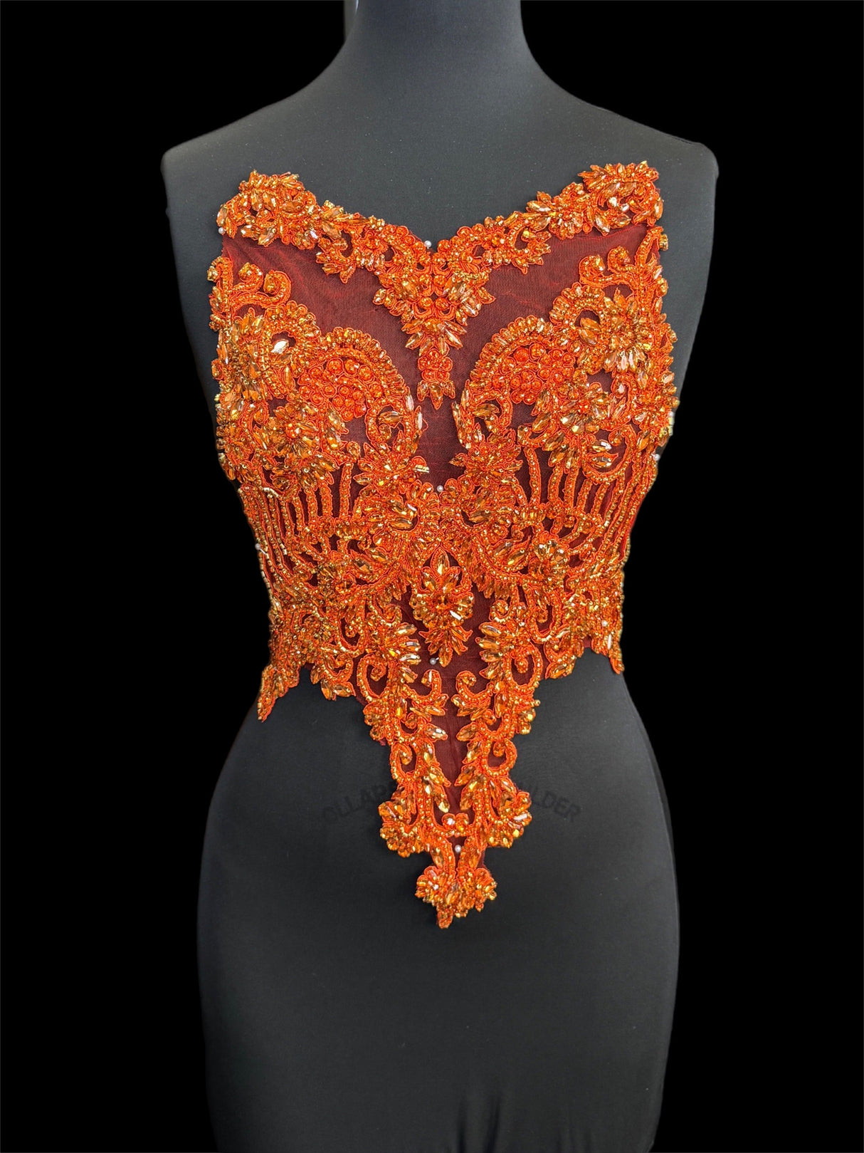 Orange Rhinestone Bodice Applique